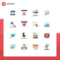 16 Thematic Vector Flat Colors and Editable Symbols of search control drink report analytics Editable Pack of Creative Vector Design Elements