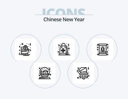 Chinese New Year Line Icon Pack 5 Icon Design. light. lamp. paper. chinese. new vector