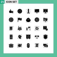 Pack of 25 creative Solid Glyphs of device computer on pawn business Editable Vector Design Elements