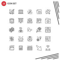 Pictogram Set of 25 Simple Lines of heart setting back to school file marker Editable Vector Design Elements