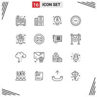 Pack of 16 Modern Outlines Signs and Symbols for Web Print Media such as flower shopping care shop commerce Editable Vector Design Elements
