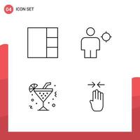 Line Pack of 4 Universal Symbols of grid lemon body position arrow Editable Vector Design Elements