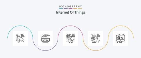 Internet Of Things Line 5 Icon Pack Including television. smart. internet. phone. device vector