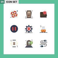 Universal Icon Symbols Group of 9 Modern Flat Colors of circle purse funeral personal finance Editable Vector Design Elements