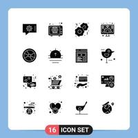 16 Universal Solid Glyphs Set for Web and Mobile Applications experiment chemistry food biology investment Editable Vector Design Elements