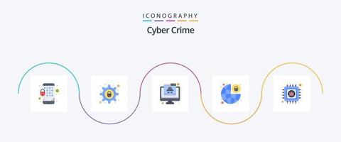 Cyber Crime Flat 5 Icon Pack Including . padlock. crime. lock. vector