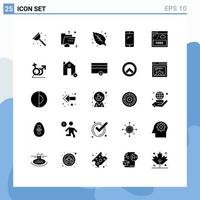 Universal Icon Symbols Group of 25 Modern Solid Glyphs of access android storage mobile phone Editable Vector Design Elements