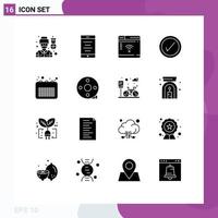 Universal Icon Symbols Group of 16 Modern Solid Glyphs of note calendar iot business interface Editable Vector Design Elements