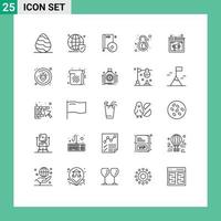 Modern Set of 25 Lines and symbols such as symbol eight secure day disc Editable Vector Design Elements