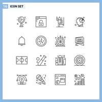 Modern Set of 16 Outlines Pictograph of mind head command graph manipulation Editable Vector Design Elements