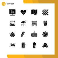 Group of 16 Solid Glyphs Signs and Symbols for medicine future delete millet grain Editable Vector Design Elements