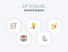 School And Science Flat Icon Pack 5 Icon Design. molecule. pencil. formula. idea. bulb vector