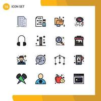 Modern Set of 16 Flat Color Filled Lines and symbols such as love chat programmer storage internet Editable Creative Vector Design Elements