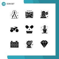 Pack of 9 Modern Solid Glyphs Signs and Symbols for Web Print Media such as hobby plant communication pills drug Editable Vector Design Elements