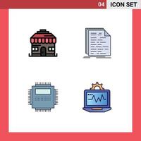 Pictogram Set of 4 Simple Filledline Flat Colors of building hardware code programming pc Editable Vector Design Elements