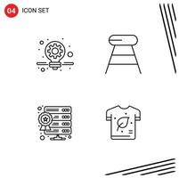 Mobile Interface Line Set of 4 Pictograms of business star coffee seat earth day Editable Vector Design Elements