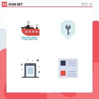 Pictogram Set of 4 Simple Flat Icons of ship code access security pin Editable Vector Design Elements