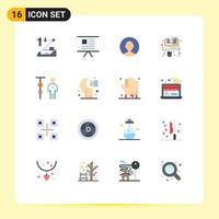 16 Flat Color concept for Websites Mobile and Apps business learning marketing education profile Editable Pack of Creative Vector Design Elements