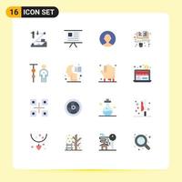 16 Flat Color concept for Websites Mobile and Apps business learning marketing education profile Editable Pack of Creative Vector Design Elements