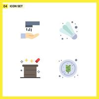 4 Universal Flat Icons Set for Web and Mobile Applications hand wash magician badminton magic no diet Editable Vector Design Elements