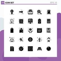 Group of 25 Solid Glyphs Signs and Symbols for escape eye code targeting search Editable Vector Design Elements