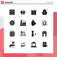 dieciséis creativo íconos moderno señales y símbolos de objetivo audiencia cesta oficina caja editable vector diseño elementos