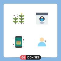 4 Universal Flat Icons Set for Web and Mobile Applications business calendar communication user mobile Editable Vector Design Elements