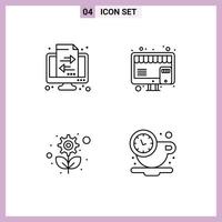 Group of 4 Filledline Flat Colors Signs and Symbols for banking sustainable transfer shop gear Editable Vector Design Elements