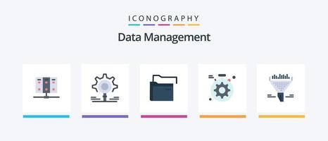 Data Management Flat 5 Icon Pack Including data. data. setting. server. Creative Icons Design vector