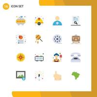 16 Flat Color concept for Websites Mobile and Apps customization find employee file data Editable Pack of Creative Vector Design Elements