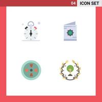 Pack of 4 Modern Flat Icons Signs and Symbols for Web Print Media such as watch roza timer invitation turbine Editable Vector Design Elements