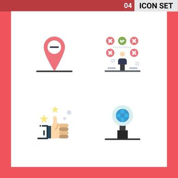 Mobile Interface Flat Icon Set of 4 Pictograms of minus like paper exams internet Editable Vector Design Elements