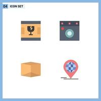 Group of 4 Flat Icons Signs and Symbols for broken business shapes wardrobe global Editable Vector Design Elements