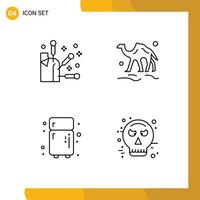 Group of 4 Modern Filledline Flat Colors Set for acupuncture kitchen camel desert avatar Editable Vector Design Elements