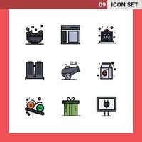 Modern Set of 9 Filledline Flat Colors Pictograph of big gun place user office service Editable Vector Design Elements