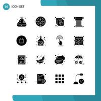 Set of 16 Commercial Solid Glyphs pack for ancient cpu process cooling computer Editable Vector Design Elements