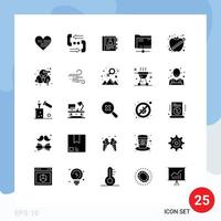 Set of 25 Modern UI Icons Symbols Signs for apple server phone data info Editable Vector Design Elements