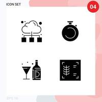 Universal Solid Glyph Signs Symbols of cloud drink internet stopwatch american Editable Vector Design Elements