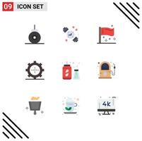 Modern Set of 9 Flat Colors and symbols such as water bottle bottle flags technology gadget Editable Vector Design Elements