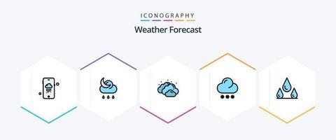 Weather 25 FilledLine icon pack including . weather. cloudy. drops. snow vector