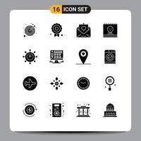 Set of 16 Modern UI Icons Symbols Signs for business holiday love halloween calendar Editable Vector Design Elements