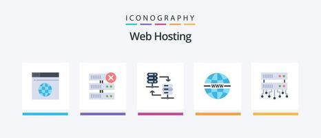 Web Hosting Flat 5 Icon Pack Including shared web. database server. server hosting. web. security. Creative Icons Design vector