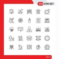 Set of 25 Modern UI Icons Symbols Signs for flask moon new year crescent law Editable Vector Design Elements