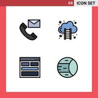 Modern Set of 4 Filledline Flat Colors Pictograph of communication communication contacts finance contact us Editable Vector Design Elements