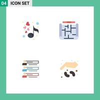 Set of 4 Modern UI Icons Symbols Signs for love graphs valentines building profile Editable Vector Design Elements