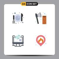 4 Universal Flat Icons Set for Web and Mobile Applications cafe design axe tool drawing Editable Vector Design Elements