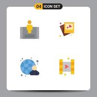 Universal Icon Symbols Group of 4 Modern Flat Icons of customer globe social heart internet Editable Vector Design Elements