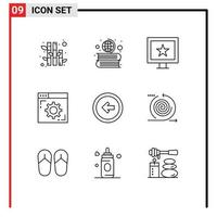 9 Creative Icons Modern Signs and Symbols of user interface button stars arrow setting Editable Vector Design Elements