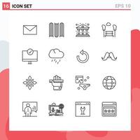 Modern Set of 16 Outlines Pictograph of gadget connected economy computers view Editable Vector Design Elements