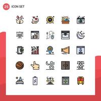25 Filled line Flat Color concept for Websites Mobile and Apps tree date energy calendar customer Editable Vector Design Elements